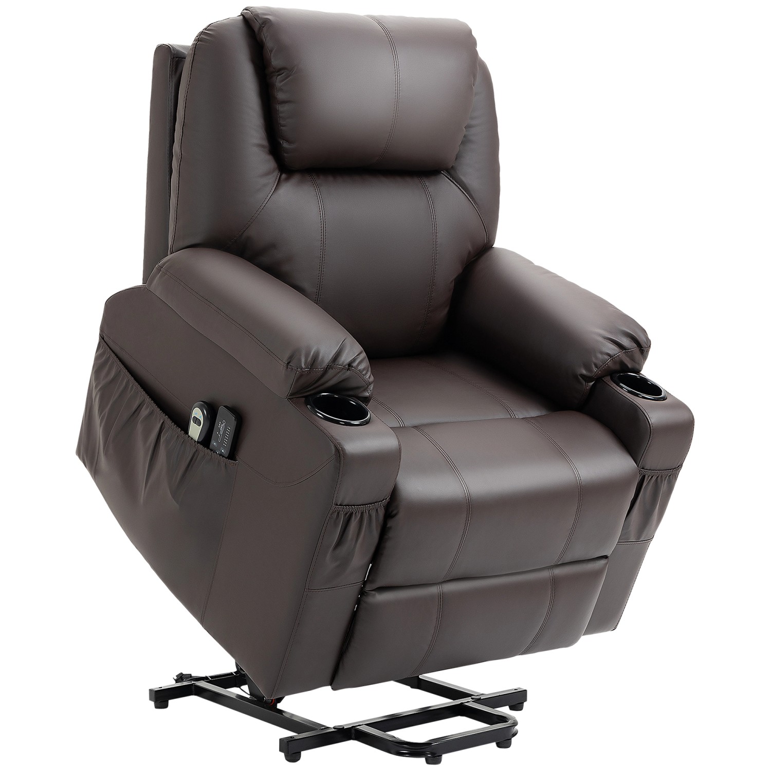 HOMCOM Elektrischer Aufstehsessel Kunstleder Stahl Braun 88L x 99B x 106H c günstig online kaufen