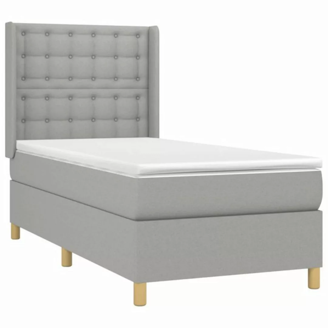 vidaXL Bettgestell Boxspringbett mit Matratze Hellgrau 80x200 cm Stoff Bett günstig online kaufen