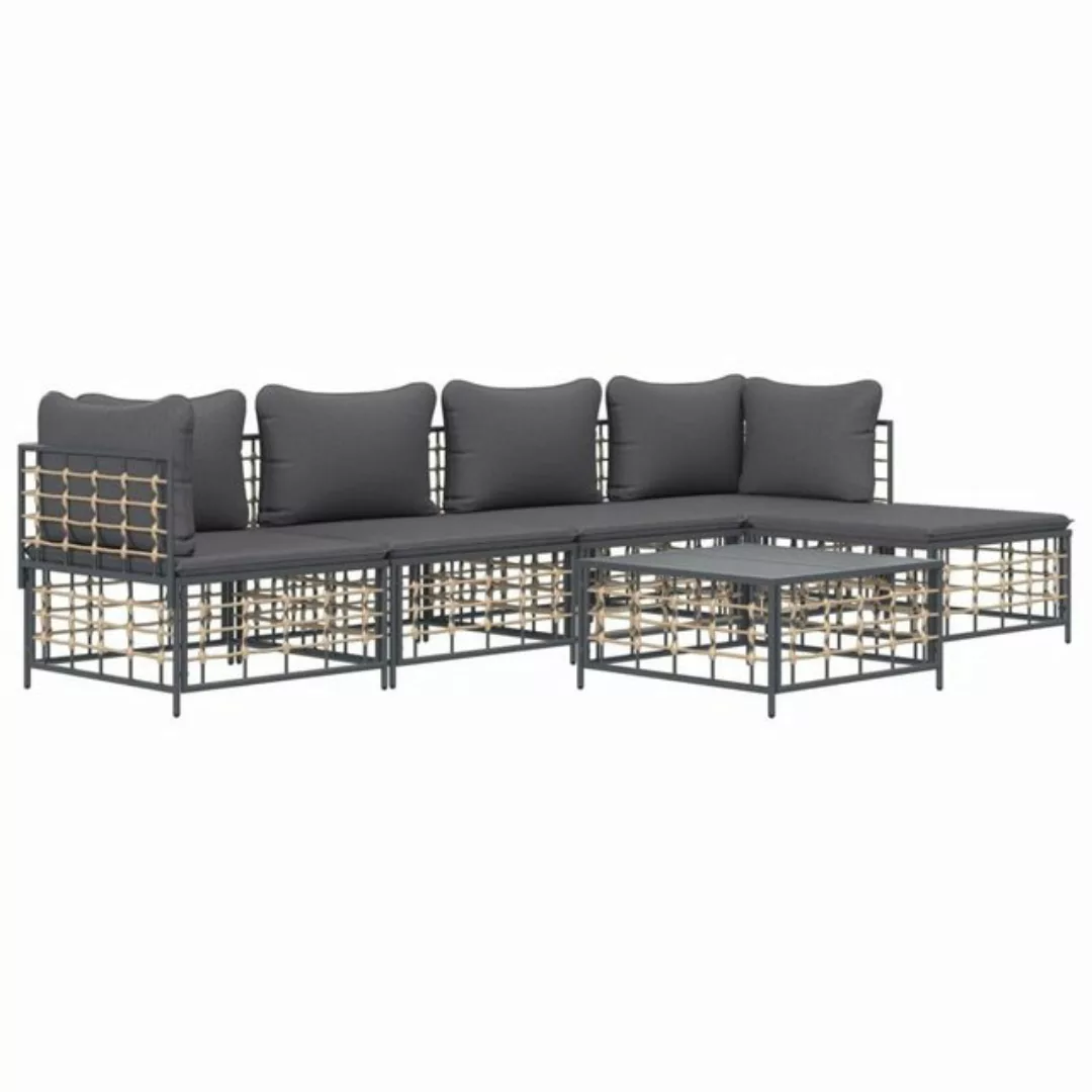 Vidaxl 6-tlg. Garten-lounge-set Mit Kissen Anthrazit Poly Rattan günstig online kaufen