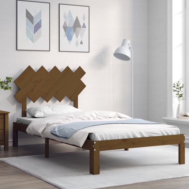 vidaXL Bett Massivholzbett mit Kopfteil Honigbraun 100x200 cm günstig online kaufen