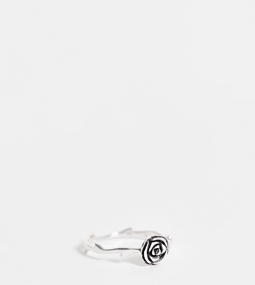 ASOS DESIGN Curve – Ring aus Sterlingsilber mit Rosendesign günstig online kaufen