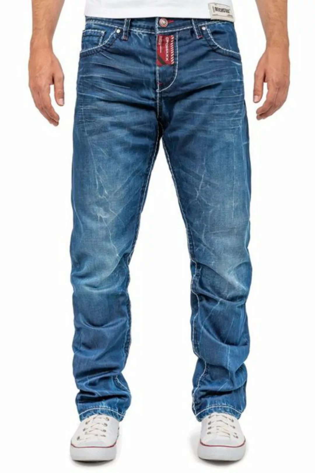 Cipo & Baxx Straight-Jeans Casual Hose BA-CD709 mit Stylischen Verzierungen günstig online kaufen