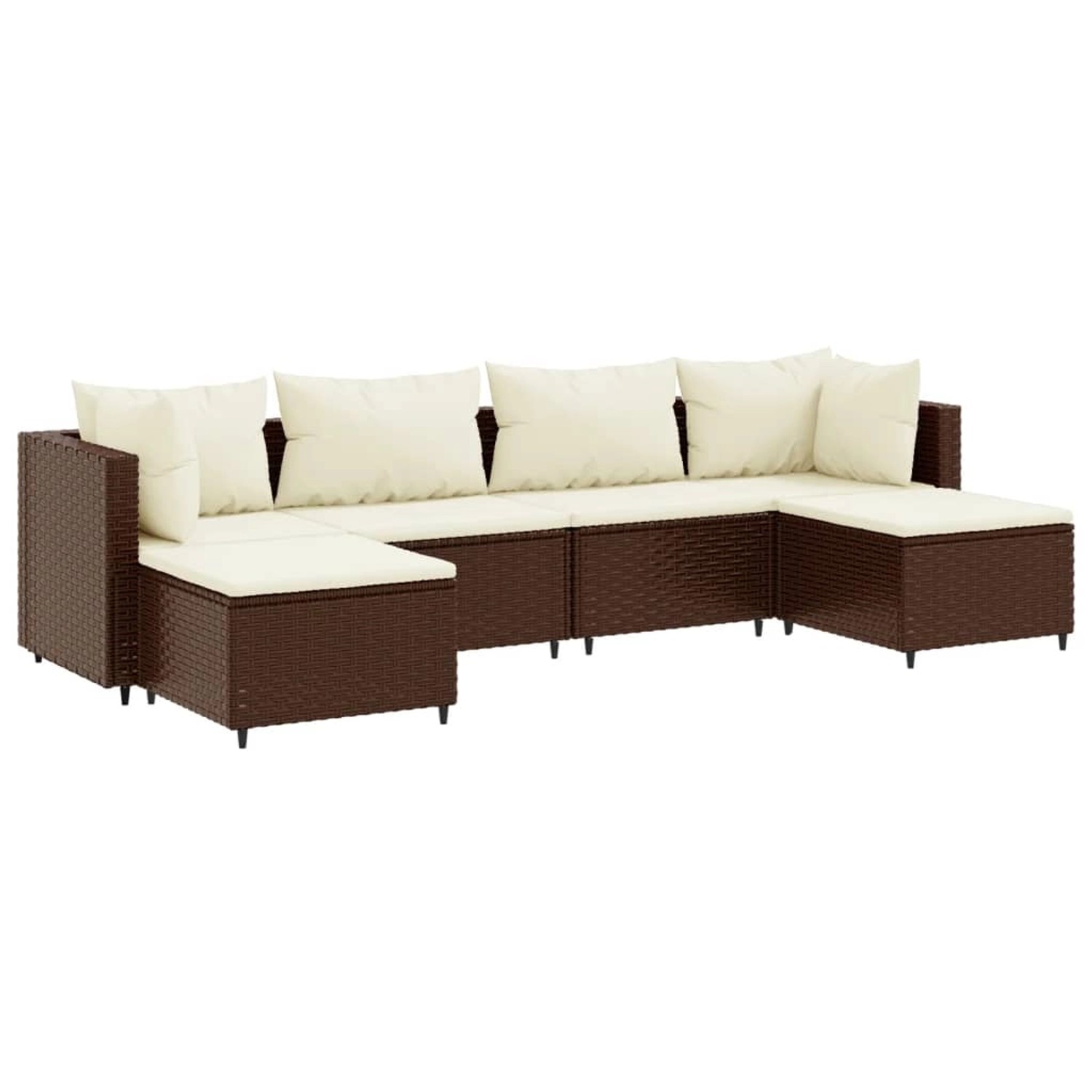 vidaXL 6-tlg Garten-Lounge-Set mit Kissen Braun Poly Rattan Modell 15 günstig online kaufen