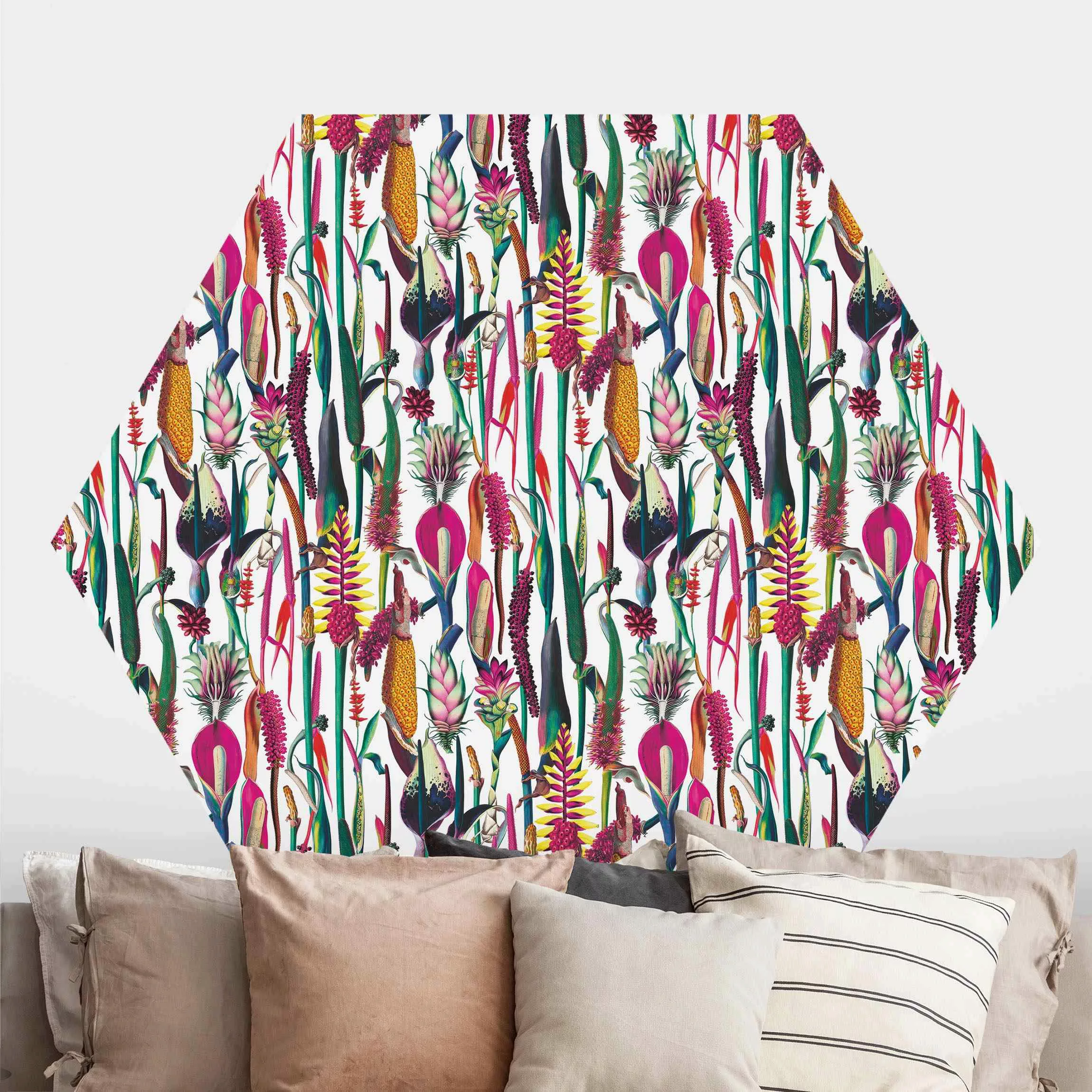 Hexagon Mustertapete selbstklebend Tropisches Luxus Muster günstig online kaufen