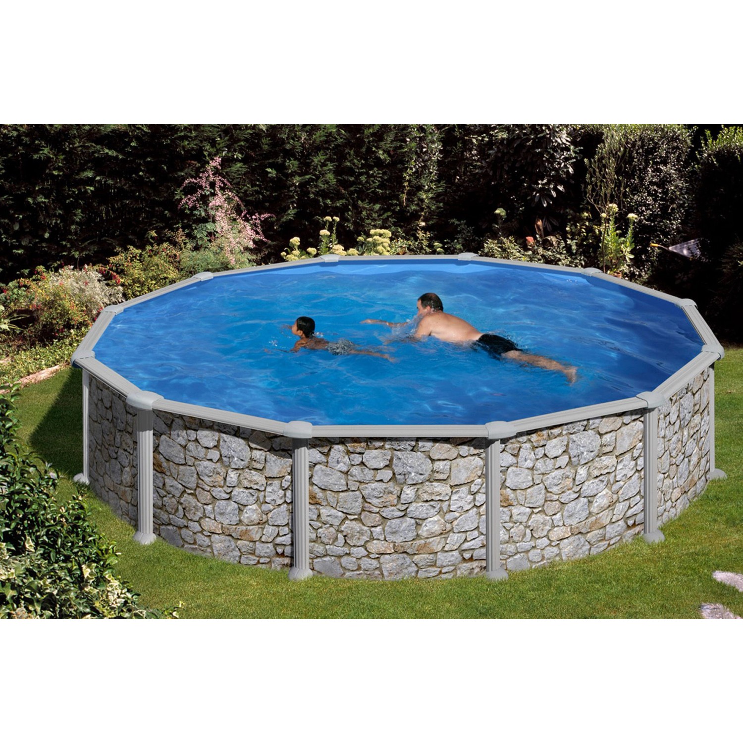 Summer Fun Stahlwand Pool-Set Stein-Dekor VIGO Aufstellbecken rund  Ø 460 x günstig online kaufen