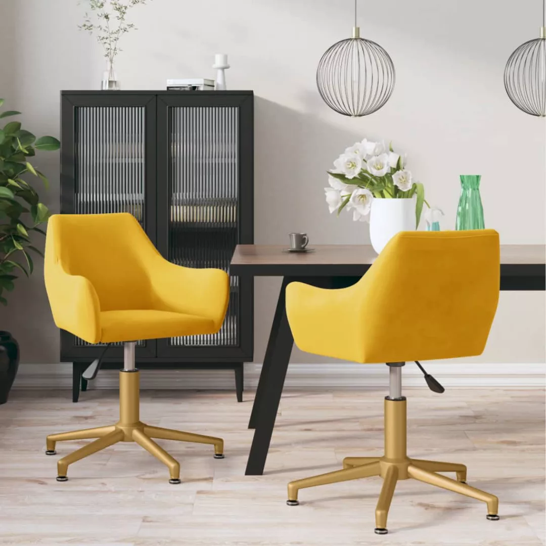 Vidaxl Esszimmerstühle 2 Stk. Drehbar Gelb Samt günstig online kaufen