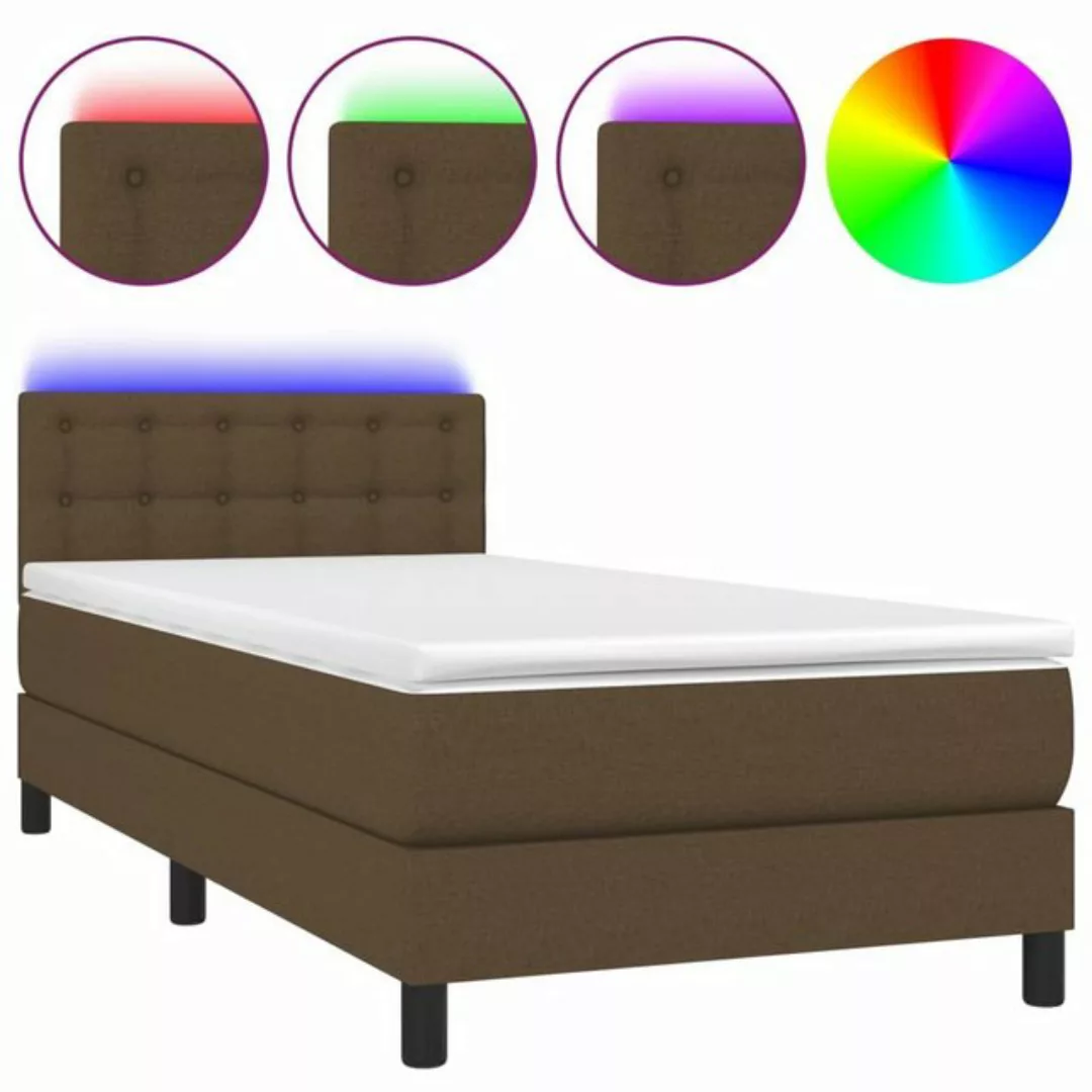 vidaXL Boxspringbett Boxspringbett mit Matratze LED Dunkelbraun 90x200 cm S günstig online kaufen