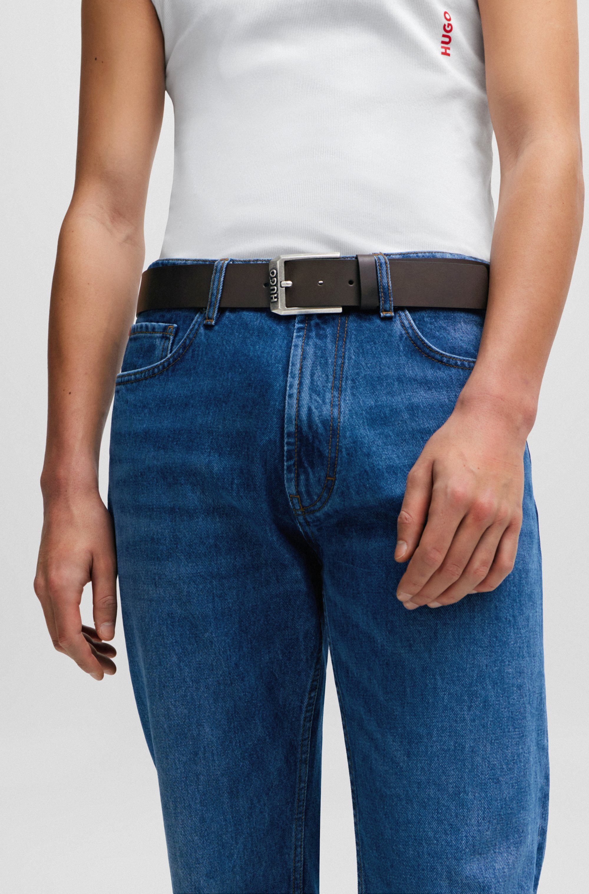 HUGO Ledergürtel Gelio Sz40 mit Markenlabel günstig online kaufen