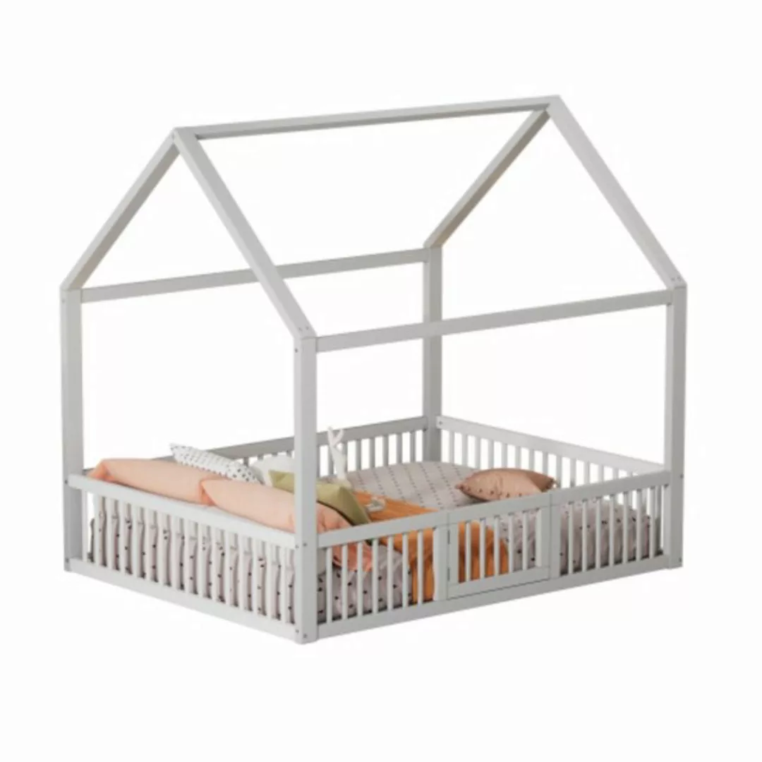 TavilaEcon Kinderbett Massivholzbett Flachbett Hausbett aus Kiefer und MDF, günstig online kaufen