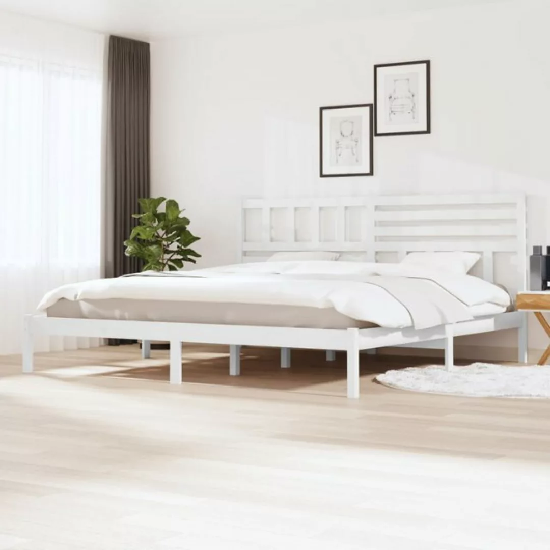 vidaXL Bettgestell Massivholzbett Weiß Kiefer 200x200 cm Doppelbett Bett Be günstig online kaufen