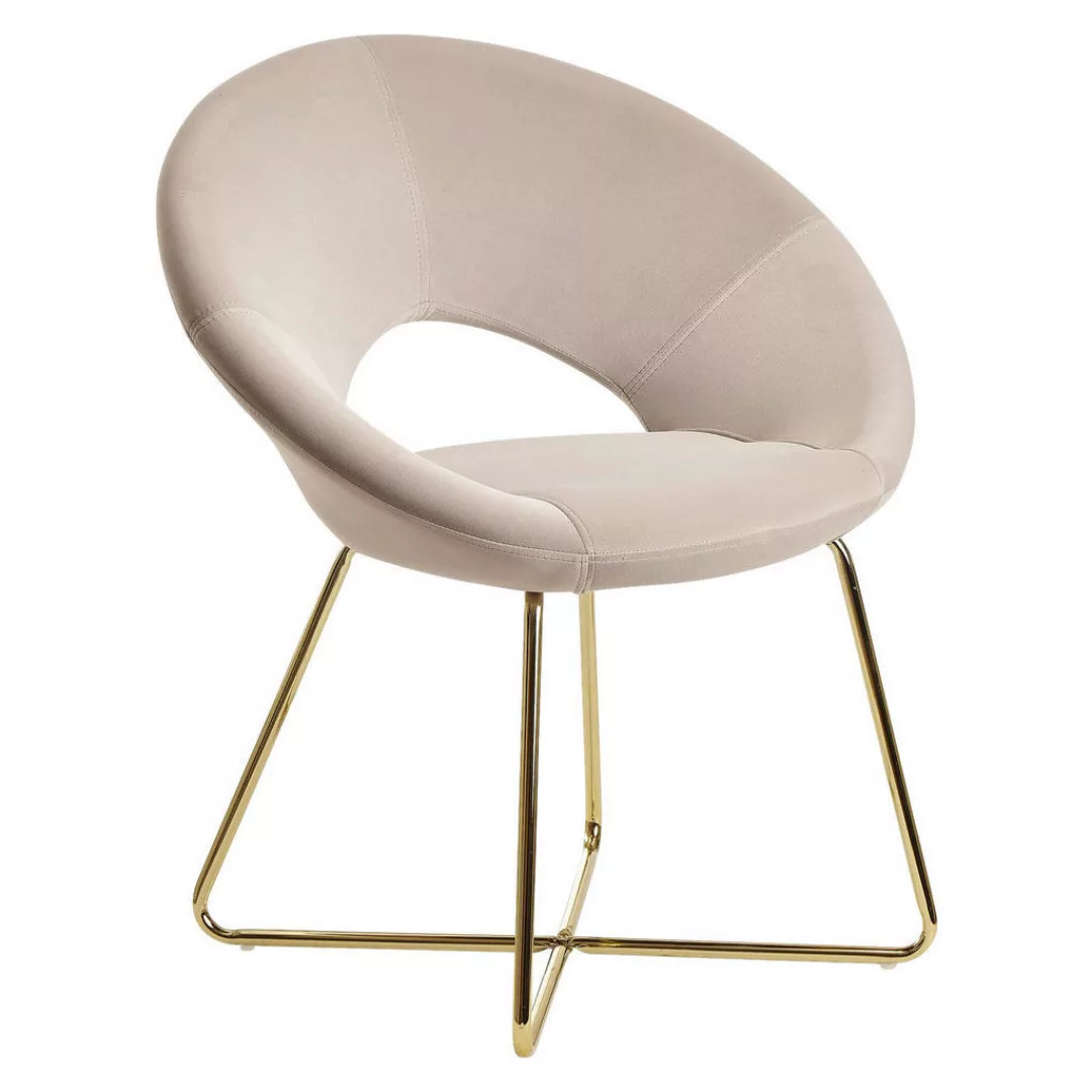Esszimmerstuhl Samt Beige Küchenstuhl mit goldenen Beinen | Schalenstuhl St günstig online kaufen