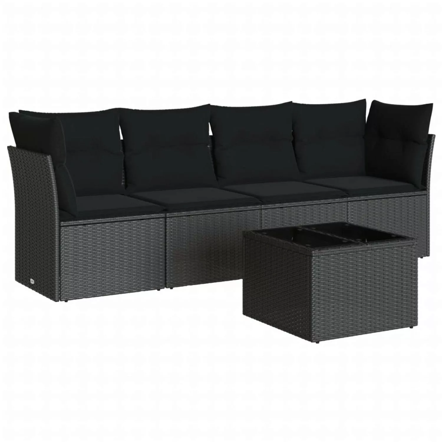 vidaXL 5-tlg Garten-Sofagarnitur mit Kissen Schwarz Poly Rattan Modell 1 günstig online kaufen