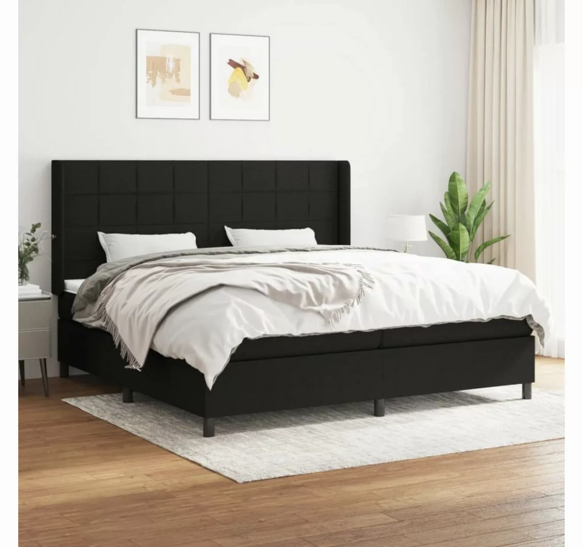 vidaXL Boxspringbett Boxspringbett mit Matratze Schwarz 200x200 cm Stoff Be günstig online kaufen