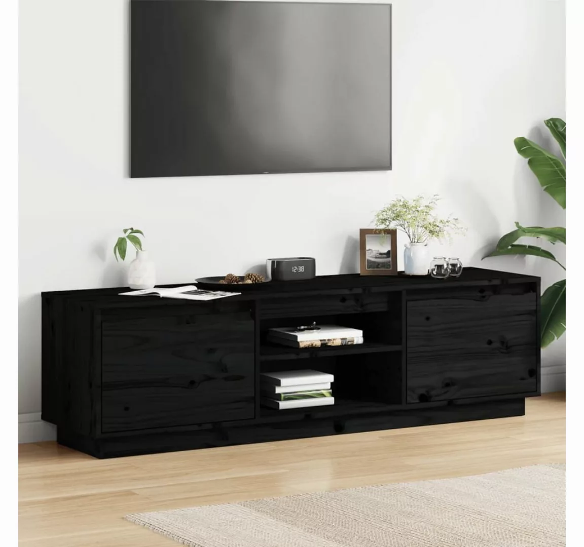 vidaXL TV-Schrank TV-Schrank Schwarz 140x35x40 cm Massivholz Kiefer günstig online kaufen