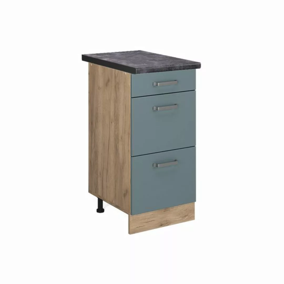 Vicco Unterschrank R-Line, Blau-Grau/Goldkraft Eiche, 40 cm mit Schubladen, günstig online kaufen