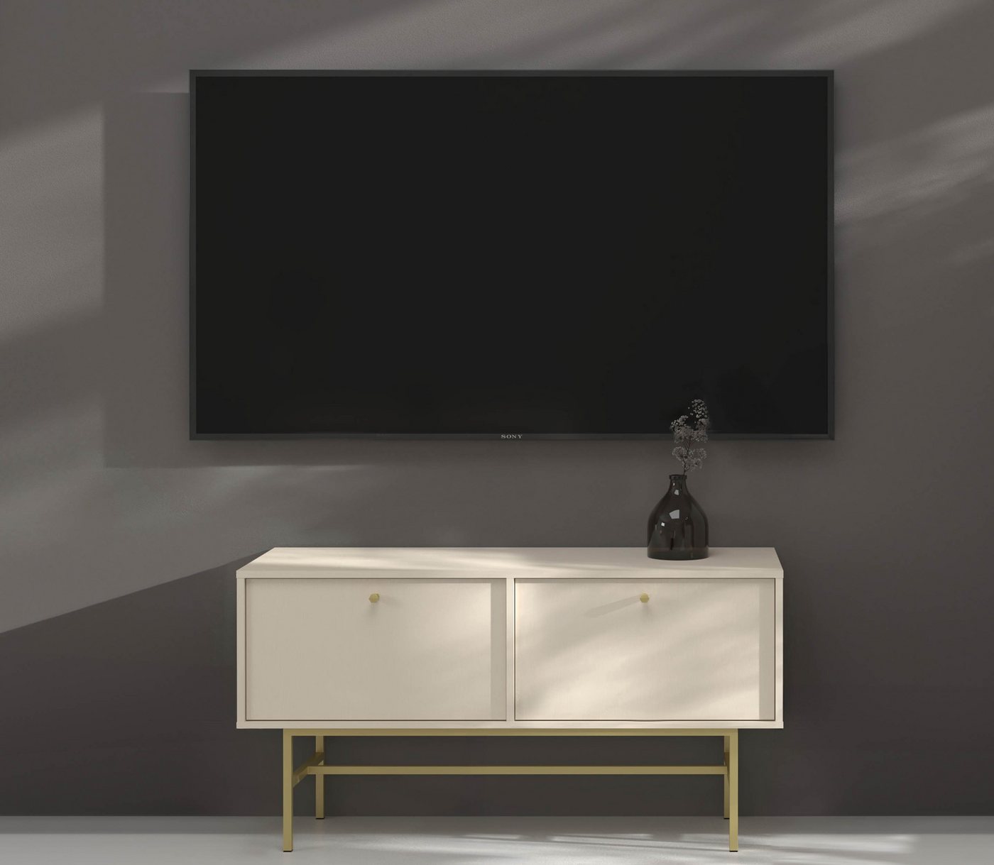 Furnix TV-Schrank Tonkin Sideboard mit zwei Türen - Metallbeine und Griffe günstig online kaufen