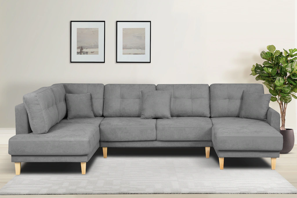 Home affaire Wohnlandschaft "TRIPLO U-Form wahlweise mit Schlaffunktion, B/ günstig online kaufen