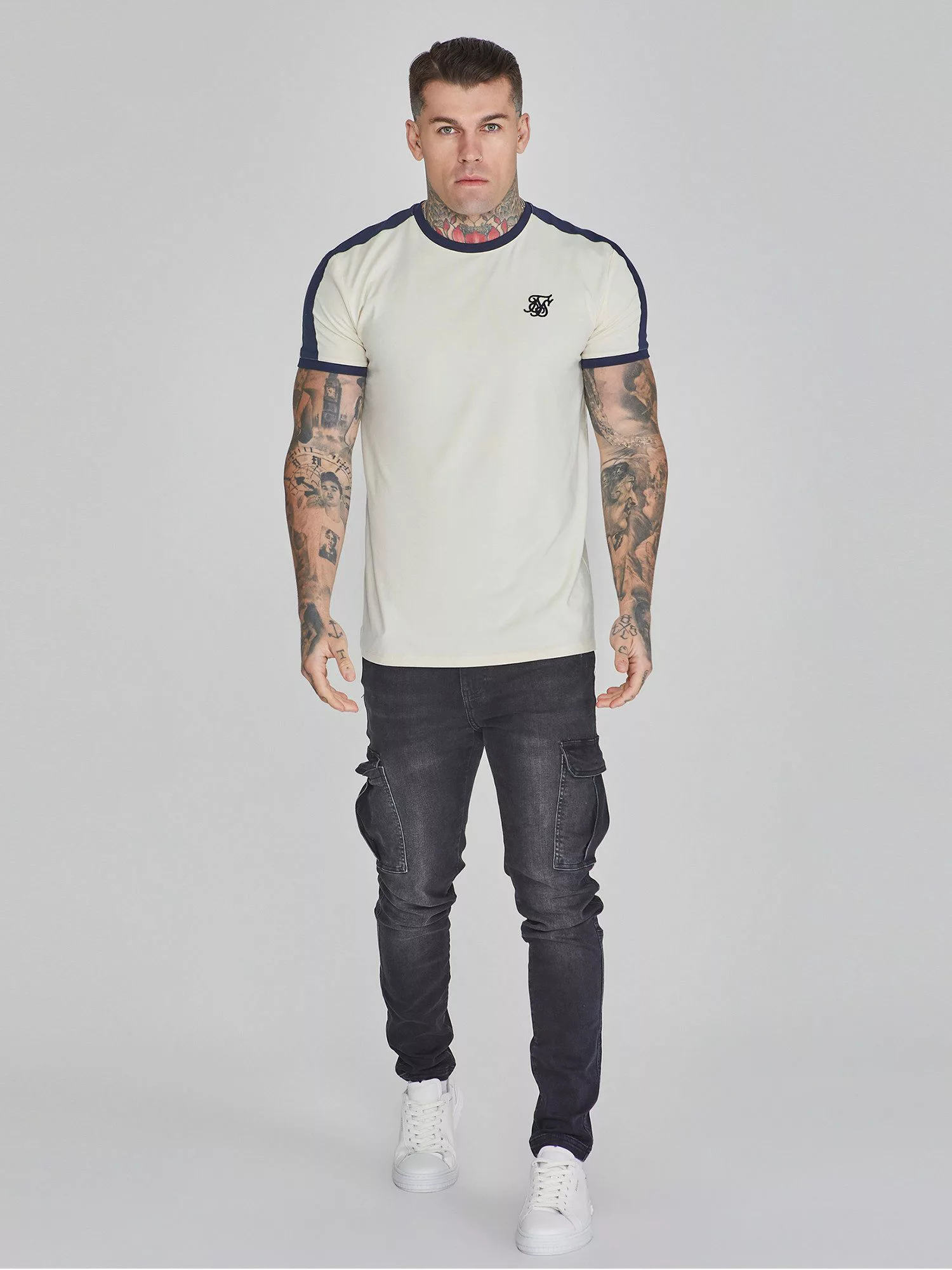 Siksilk T-Shirt SikSilk Herren Ecru Ringer günstig online kaufen