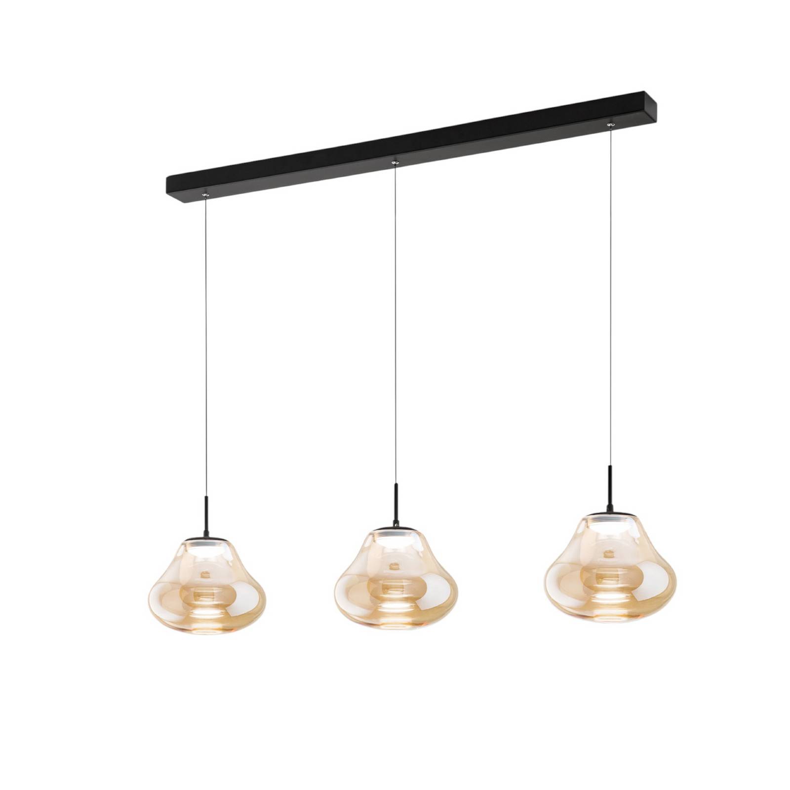 LED-Pendelleuchte Deva, 3-flg., 115 cm, amber, CCT, dimmbar günstig online kaufen