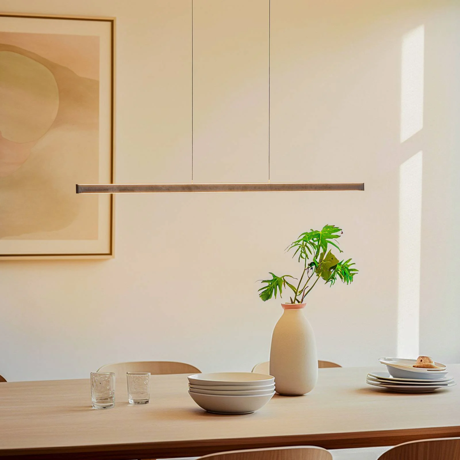Quitani Zino LED-Hängeleuchte Schiefer grau 114 cm günstig online kaufen