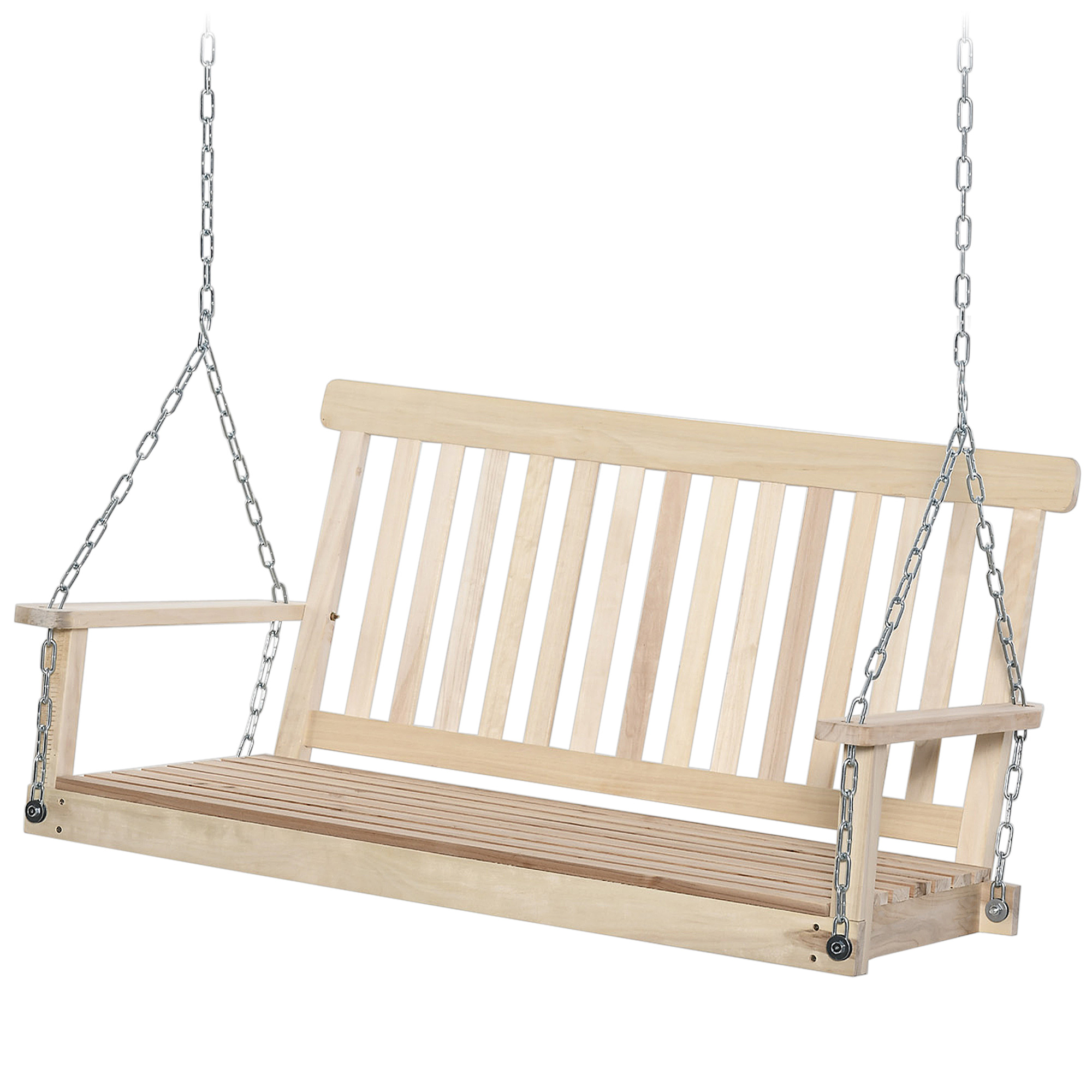 Outsunny Zweisitzer-Schaukelbank Garten Hängesessel, Latten-Design aus Holz günstig online kaufen