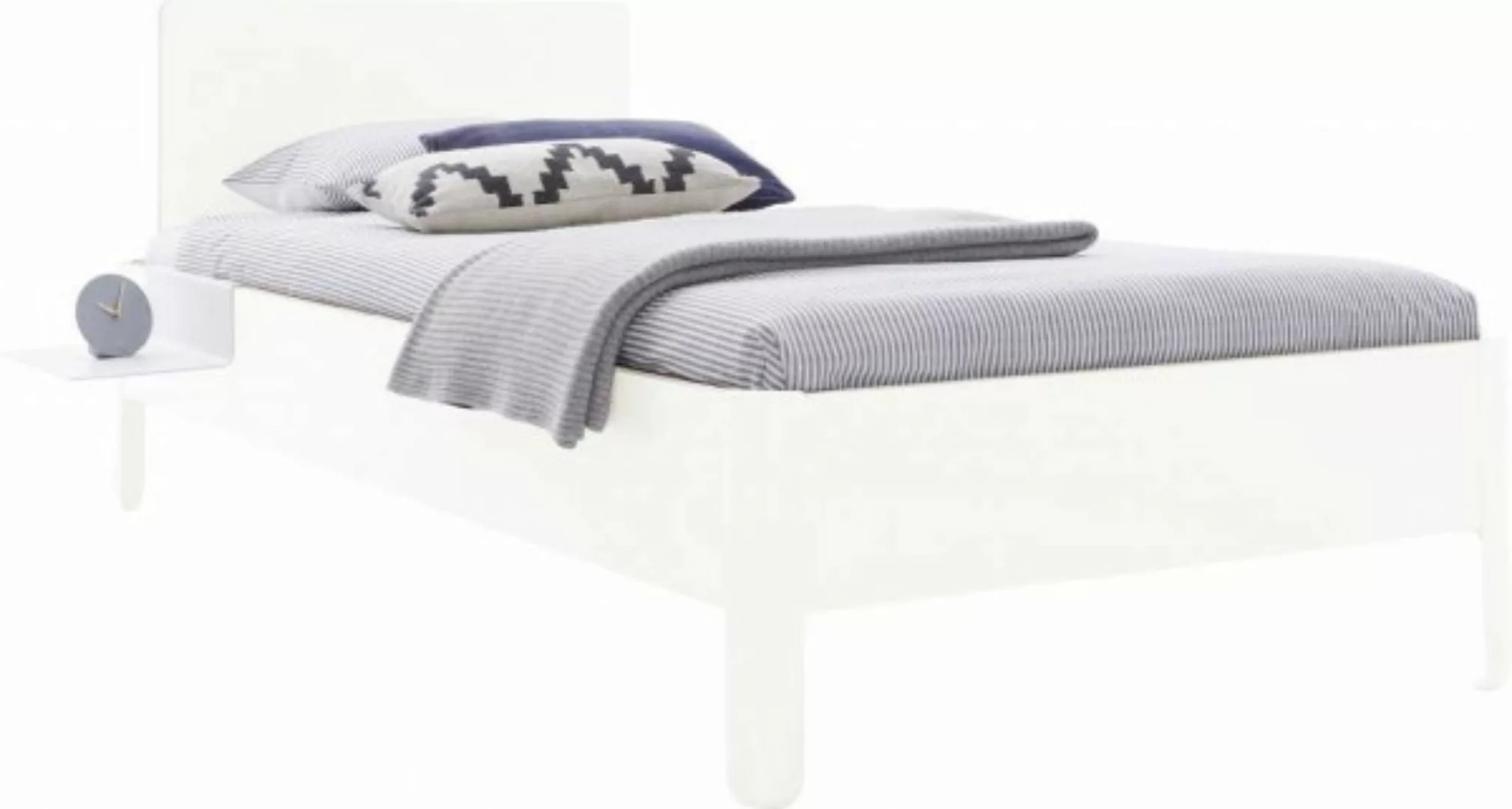 NAIT Einzelbett farbig lackiert 90 x 200cm Mit Kopfteil Reinweiß günstig online kaufen