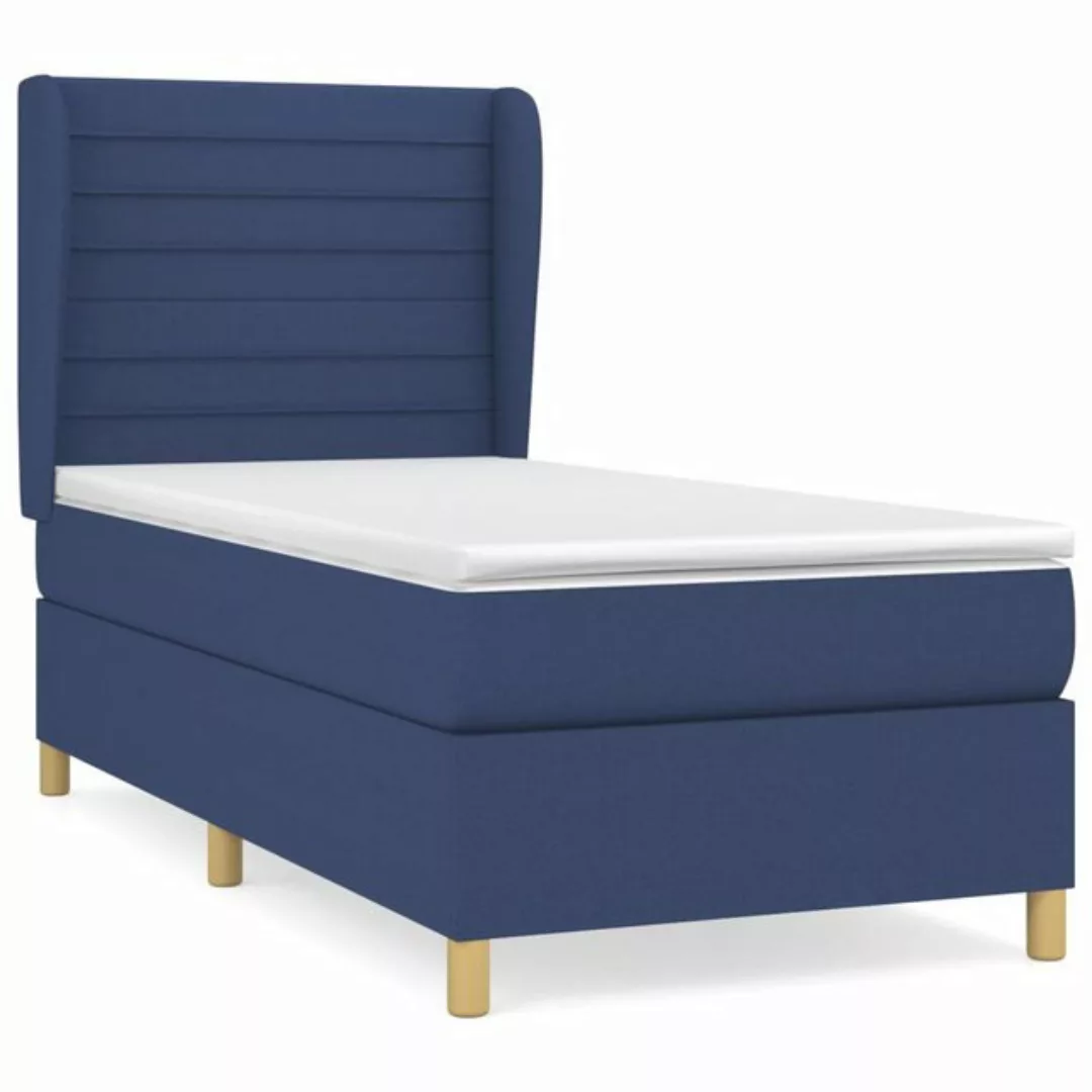 vidaXL Boxspringbett Boxspringbett mit Matratze Blau 100x200 cm Stoff Bett günstig online kaufen