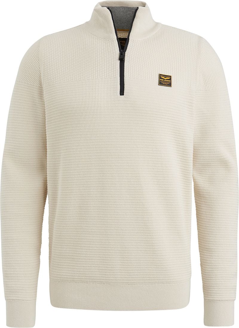 PME Legend Half Zip Sweater Mouliné Ecru - Größe 3XL günstig online kaufen