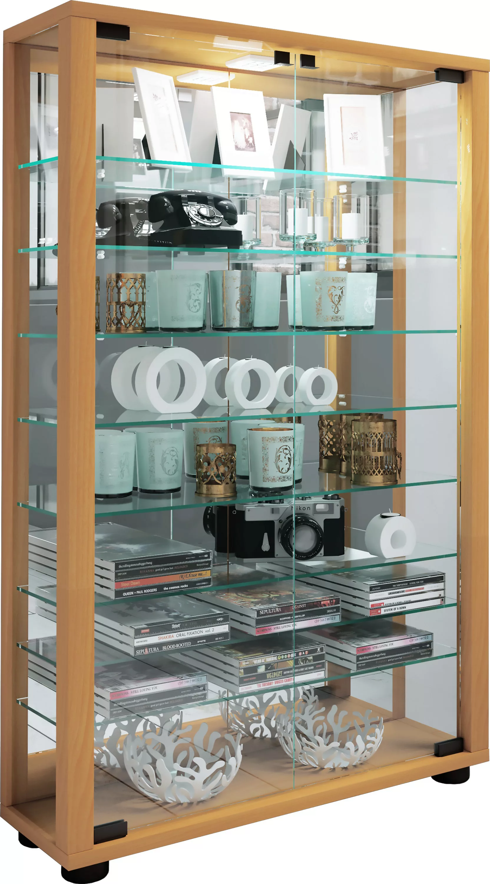 VCM Vitrine "VCM Glasvitrine stehend  Vitrine Glas mit ESG-Sicherheitsglas günstig online kaufen