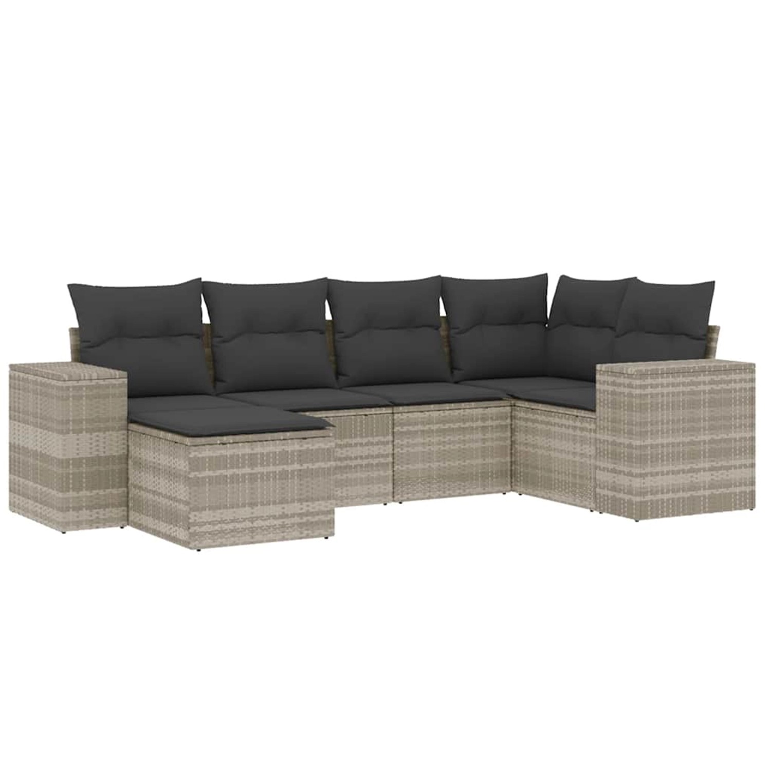vidaXL 6-Tlg Garten-Sofagarnitur mit Kissen Hellgrau Poly Rattan 3255199 günstig online kaufen