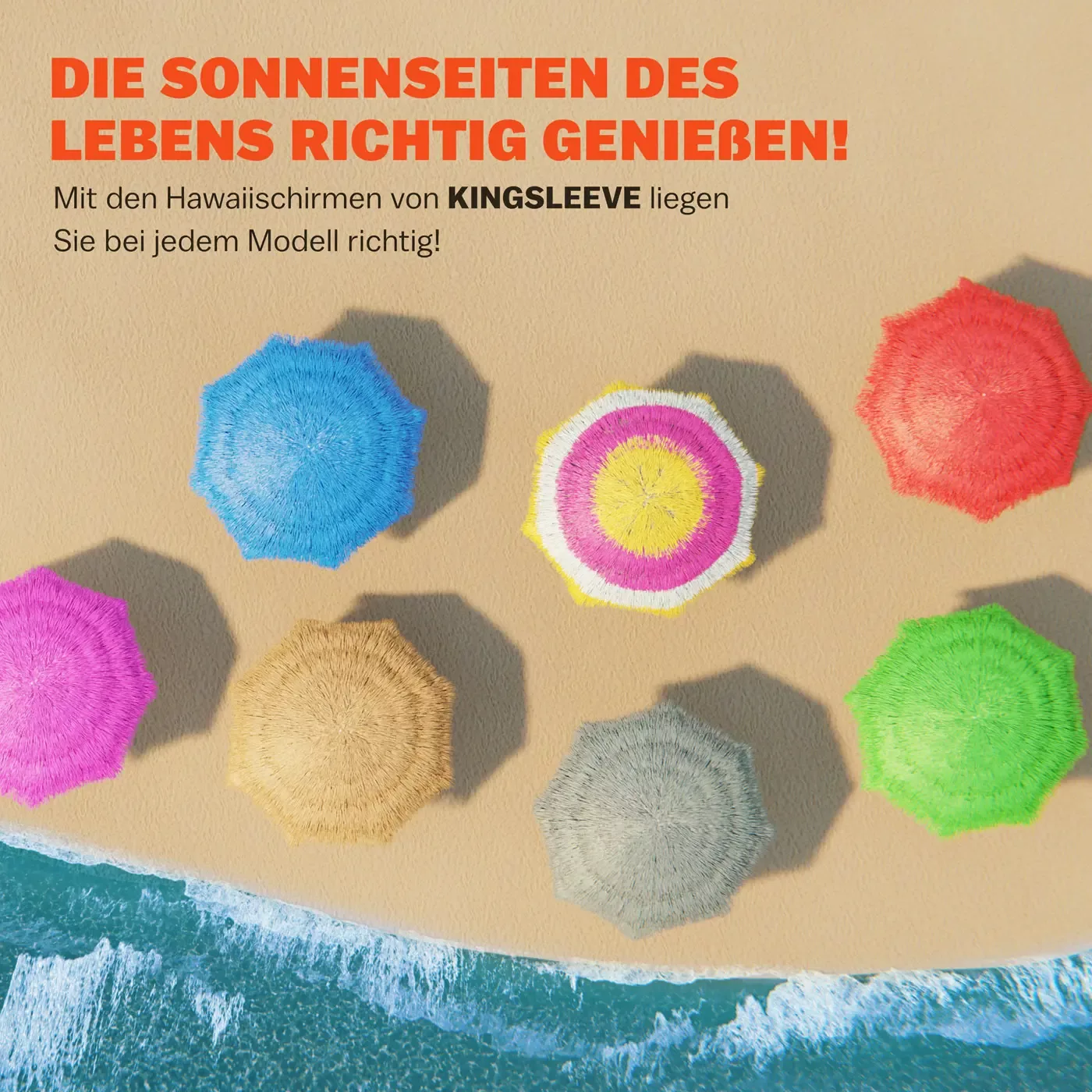 Sonnenschirm Hawaii Bunt Ø160cm UV-Schutz 30+ günstig online kaufen