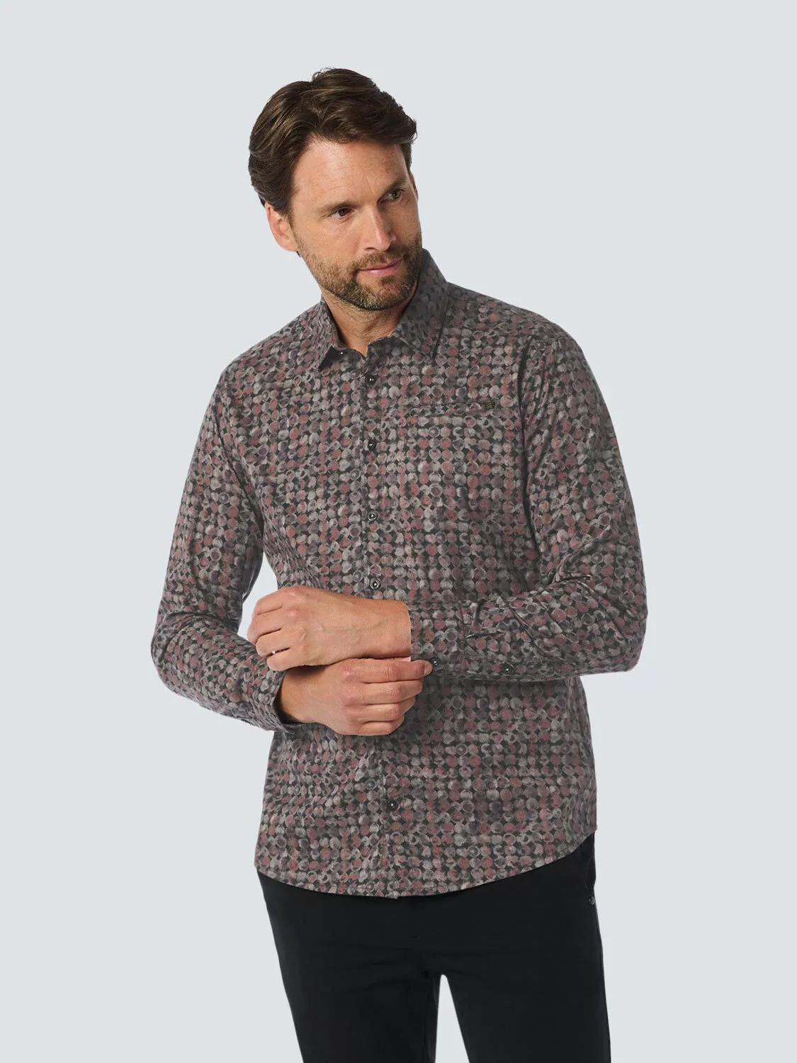 NO EXCESS Langarmhemd "No Excess Stretch All-Over Print Shirt" günstig online kaufen