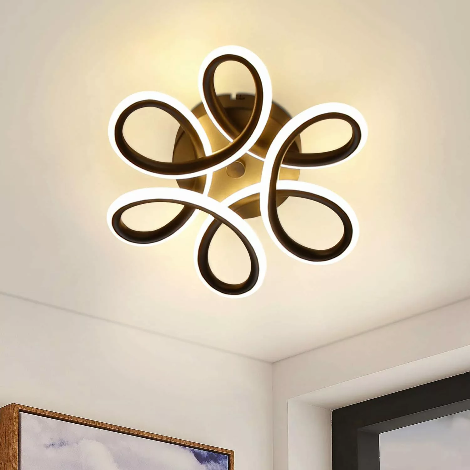 ZMH LED Deckenleuchte Geometrie Design Schwarz/Weiß günstig online kaufen