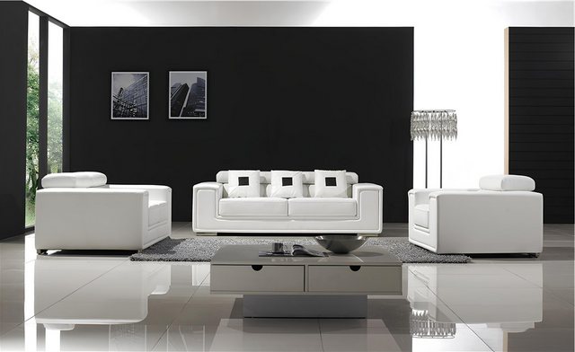 Xlmoebel Sofa Sofa Set mit 3-Sitzer Design Sofas, Ledergarnitur Polstermöbe günstig online kaufen