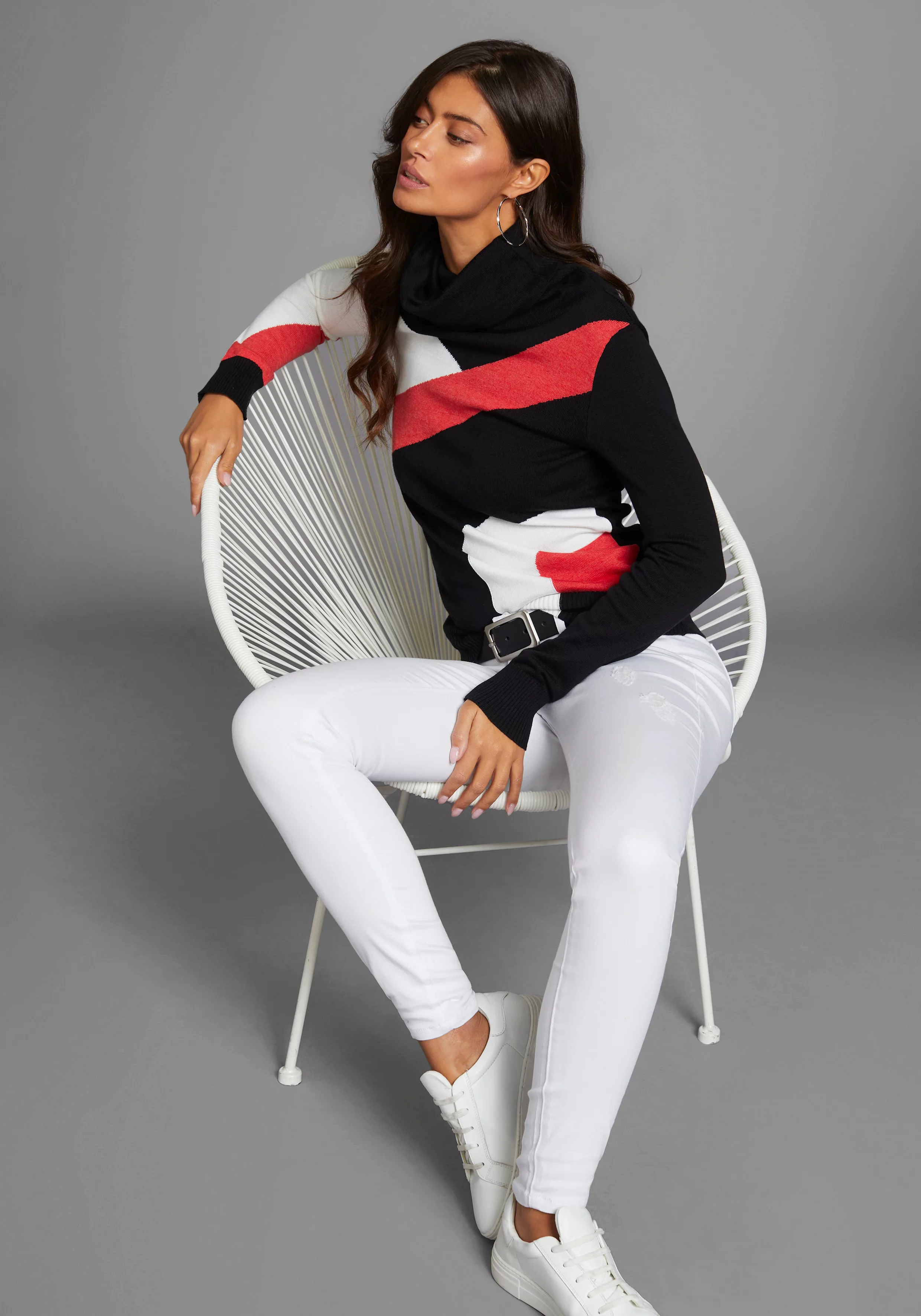 Laura Scott Schalkragenpullover, mit Colorblock - NEUE KOLLEKTION günstig online kaufen