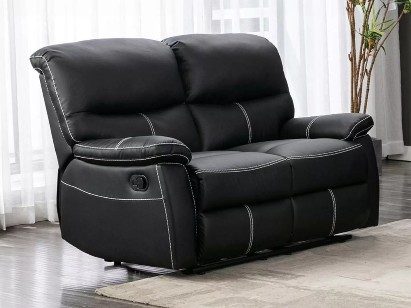 Relaxsofa 2-Sitzer - Kunstleder - Schwarz - CANBY günstig online kaufen