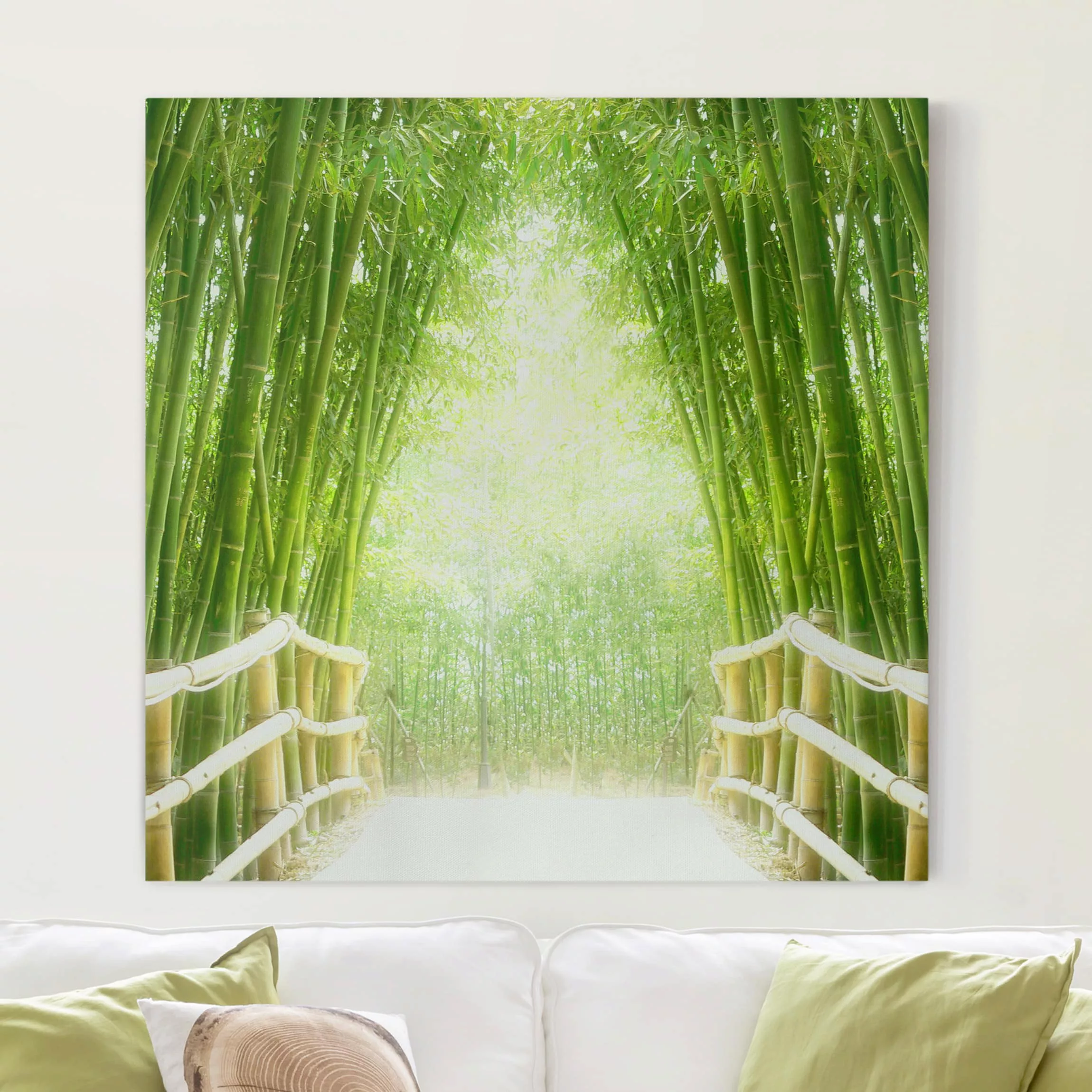 Leinwandbild Bambus - Quadrat Bamboo Way günstig online kaufen