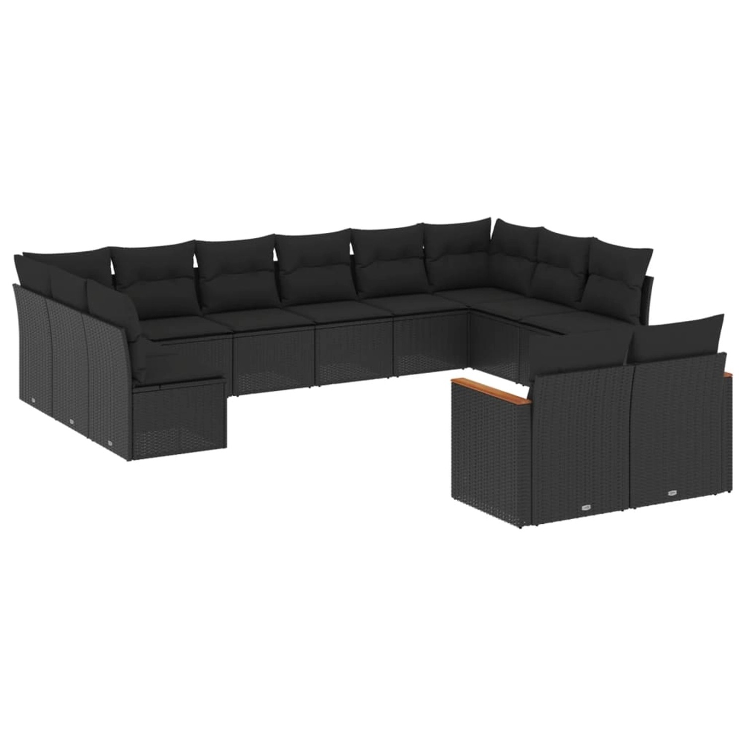vidaXL 12-Tlg Garten-Sofagarnitur mit Kissen Schwarz Poly Rattan 3226440 günstig online kaufen