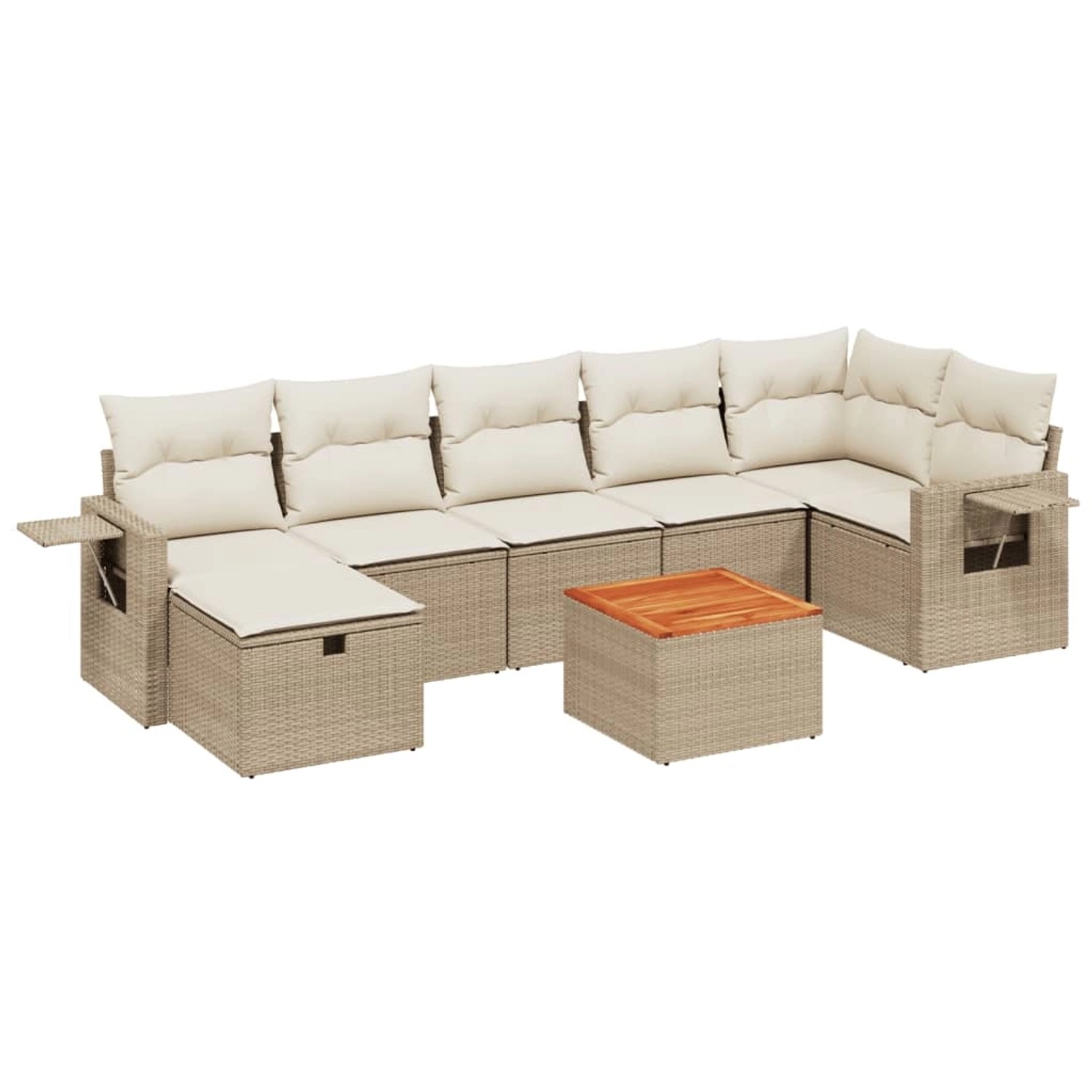 vidaXL 8-Tlg Garten-Sofagarnitur mit Kissen Beige Poly Rattan 3264957 günstig online kaufen
