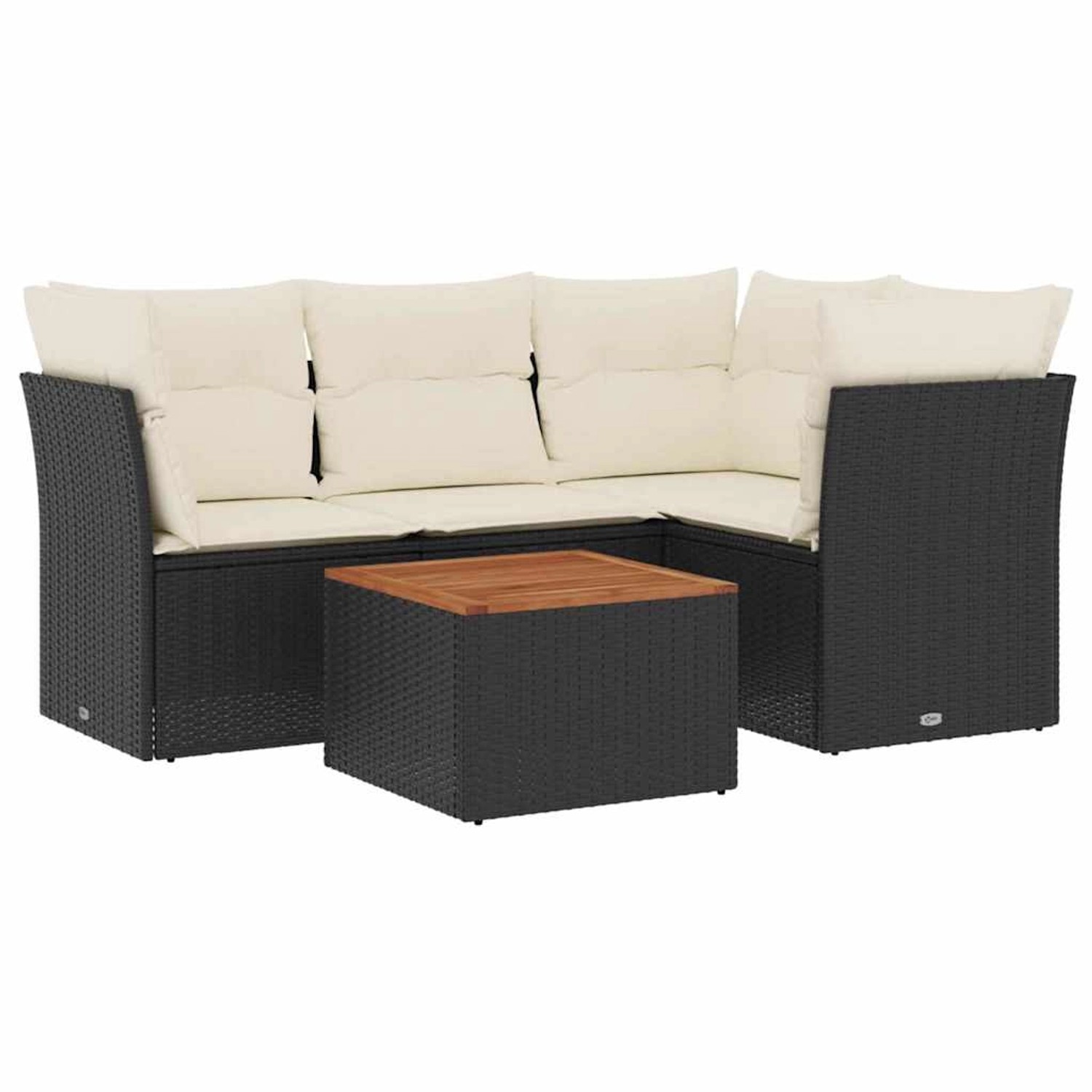 vidaXL 5-Tlg Garten-Sofagarnitur mit Kissen Schwarz Poly Rattan 3255951 günstig online kaufen