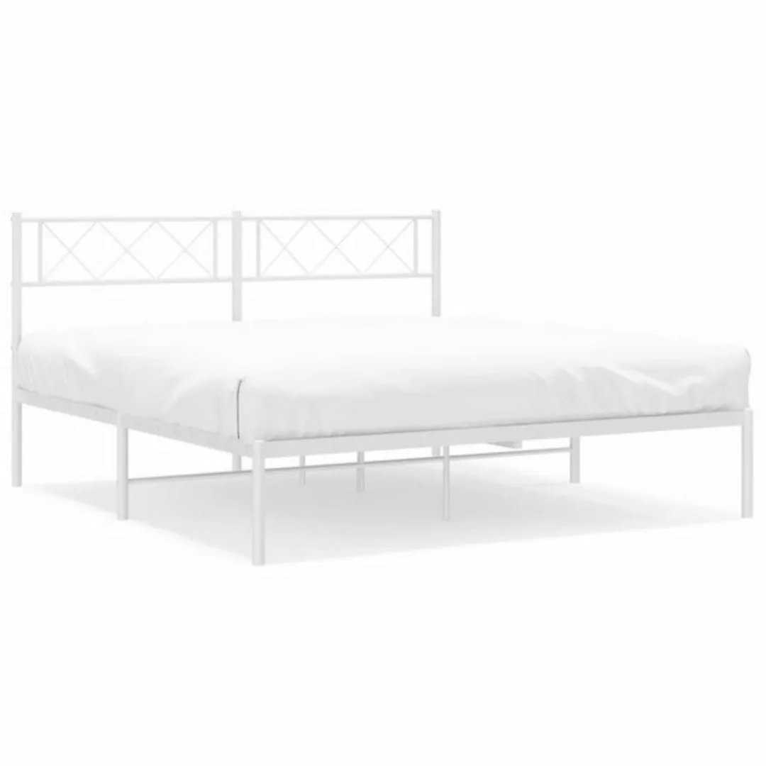 vidaXL Bettgestell Bettrahmen mit Kopfteil Metall Weiß 140x200 cm Bett Bett günstig online kaufen