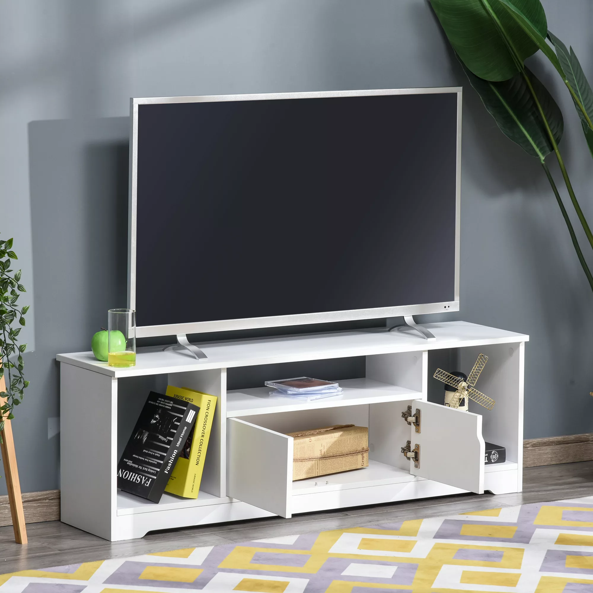 HOMCOM TV-Ständer, TV Schrank, TV-Kommode, Moderner Fernsehtisch mit Schran günstig online kaufen