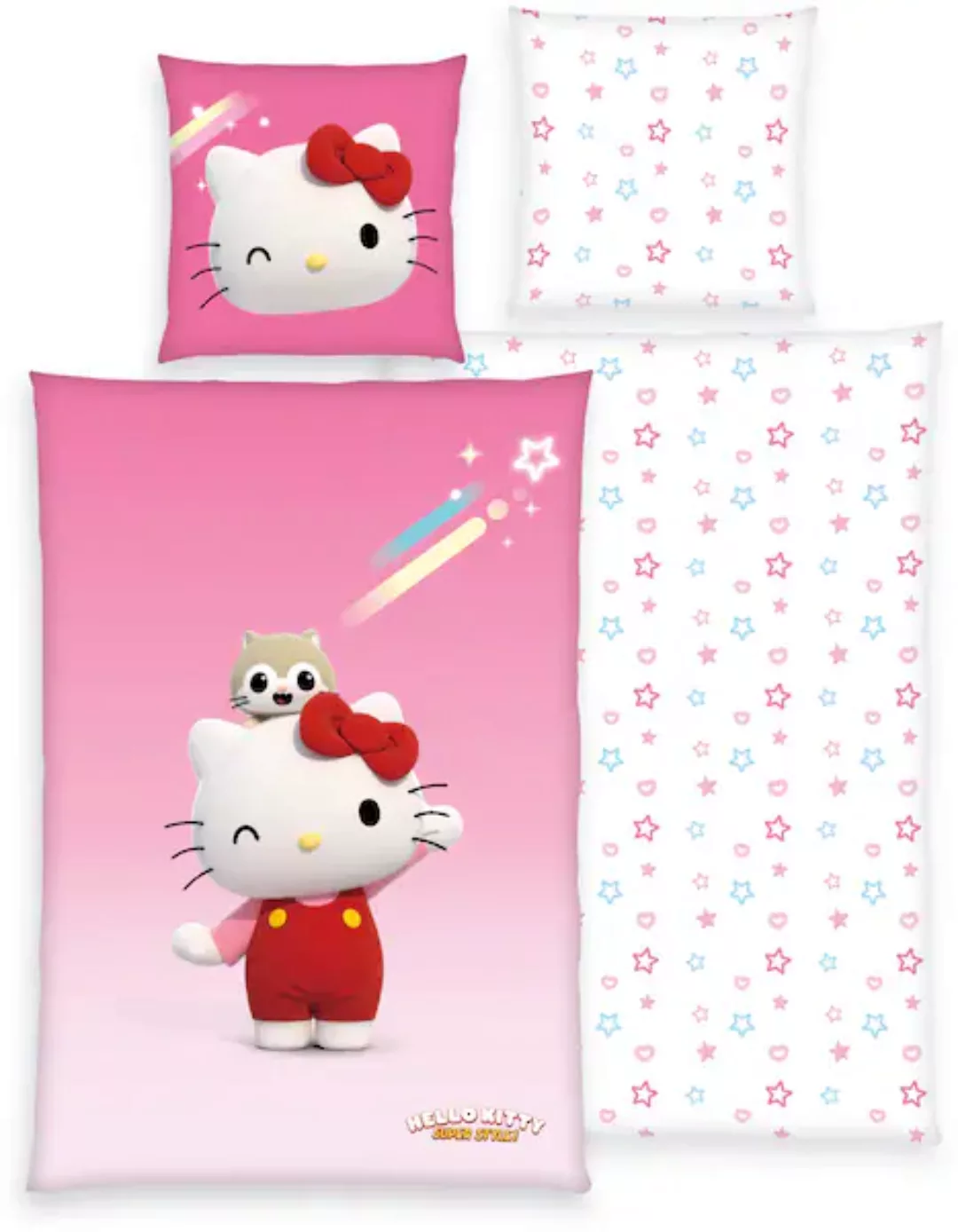 Hello Kitty Bettwäsche »Hello Kitty«, (2 tlg.), mit niedlichem Motiv günstig online kaufen