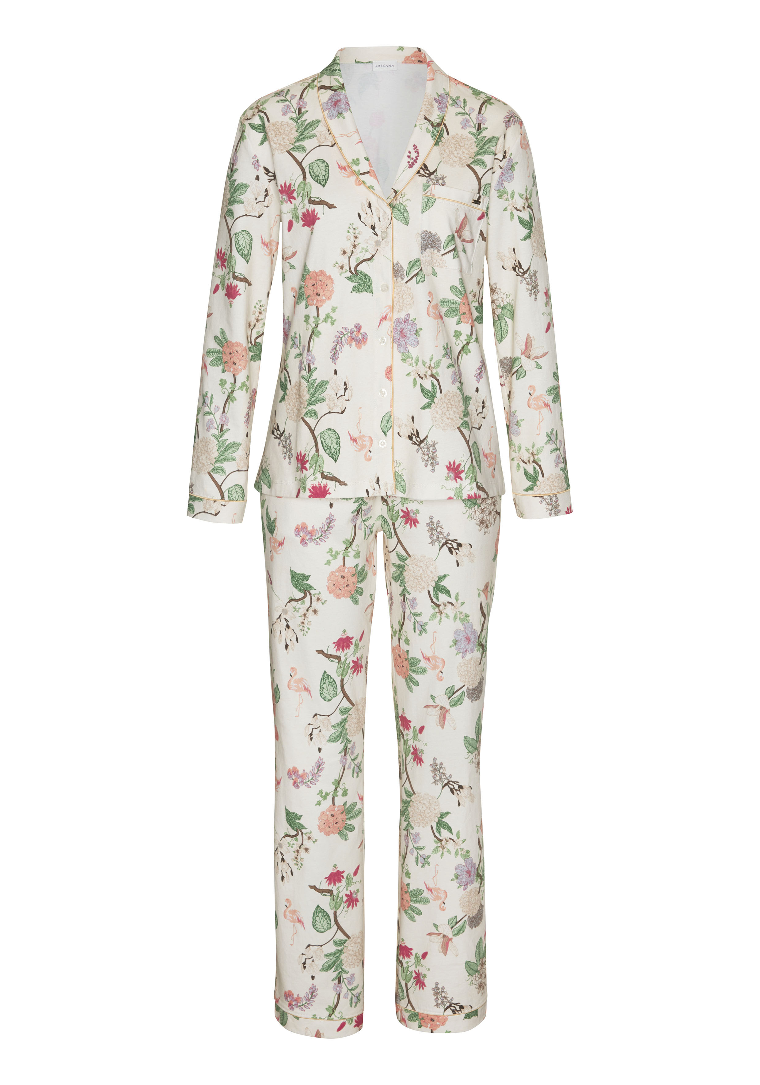 LASCANA Pyjama, (Set, 2 tlg.), mit elegantem Blumenmuster günstig online kaufen