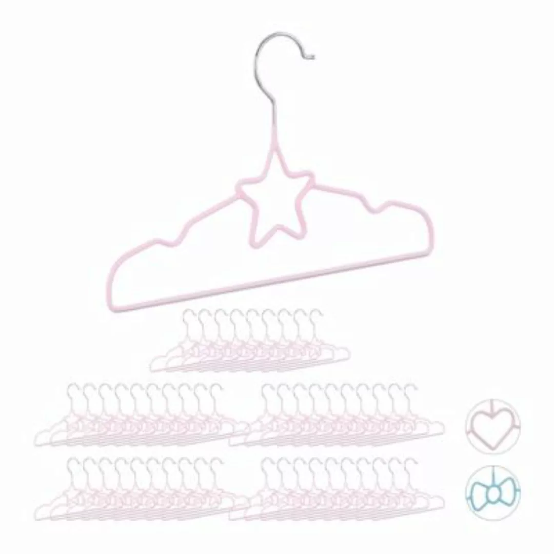 relaxdays 50 x Kinderkleiderbügel Stern hellrosa günstig online kaufen
