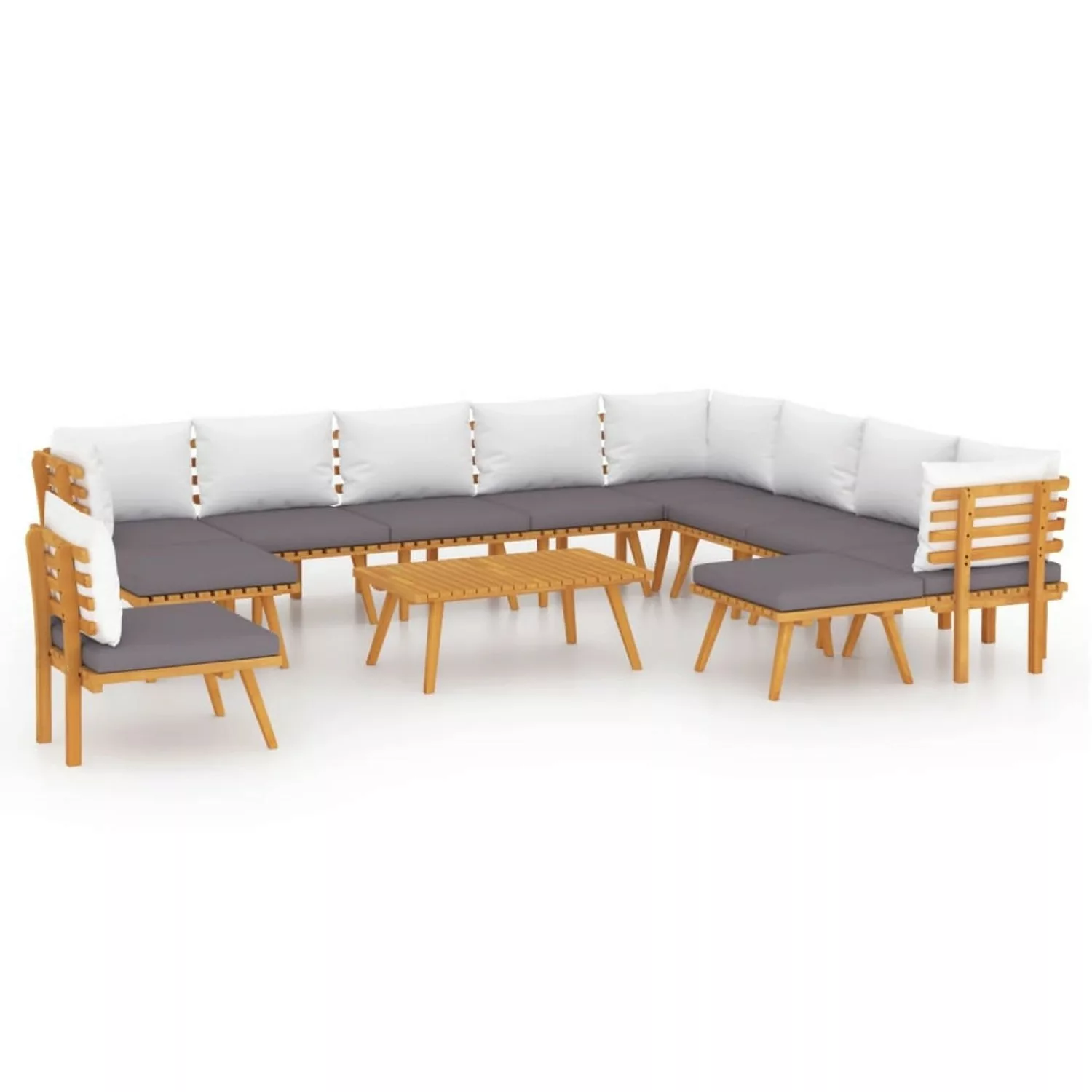 Vidaxl 12-tlg. Garten-lounge-set Mit Kissen Massivholz Akazie günstig online kaufen