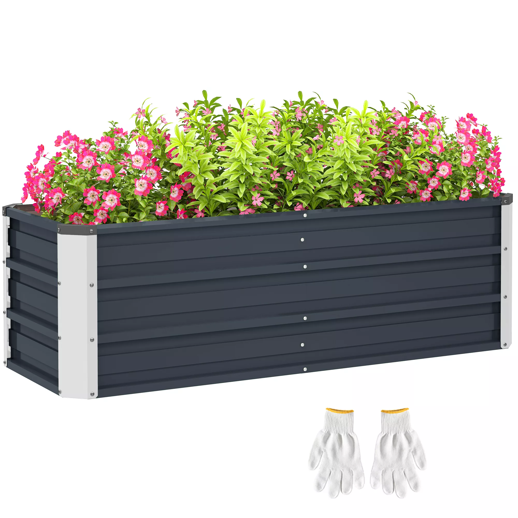 Outsunny Hochbeet aus Stahl Gartenbeet Pflanzkasten 125x47x40cm Kohlegrau i günstig online kaufen