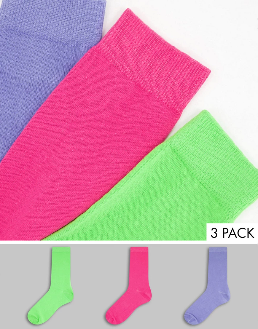 ASOS DESIGN – 3er-Pack Knöchelsocken mit Farbblock-Design-Mehrfarbig günstig online kaufen