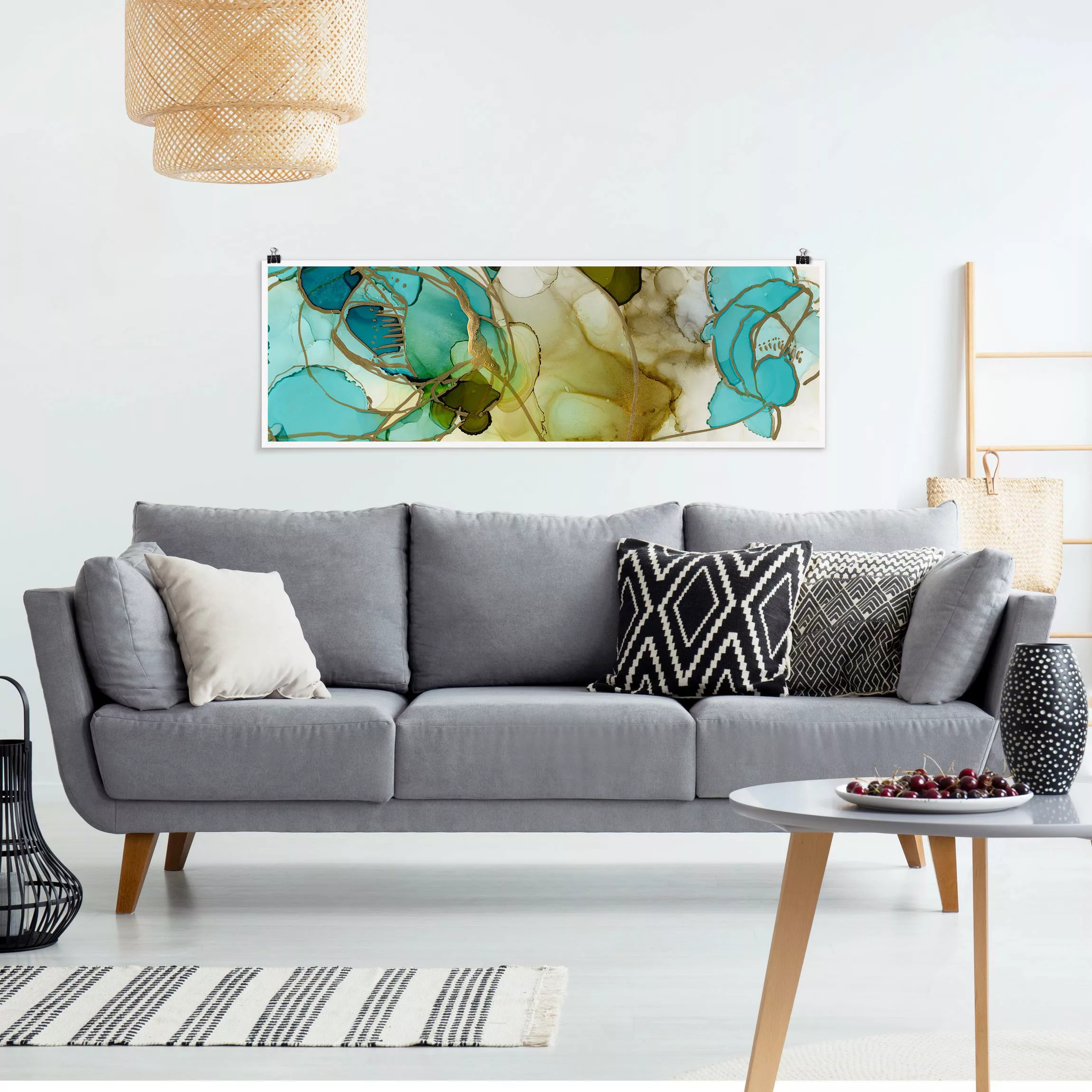 Poster Blumenfacetten in Aquarell günstig online kaufen