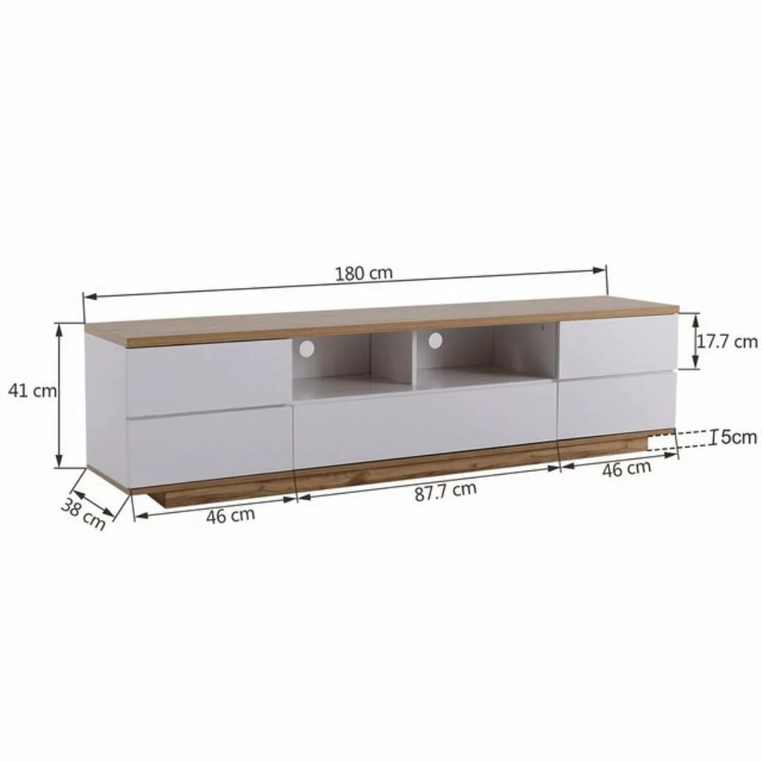 Celya TV-Schrank Hochglanz-Oberfläche TV-Schrank mit Holzmaserung 180cm günstig online kaufen